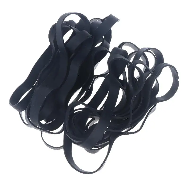20Pcs Large Size Black Rubber Bands Stretchable Elastic Rubber Rings for Office Stationery Packing Supplies