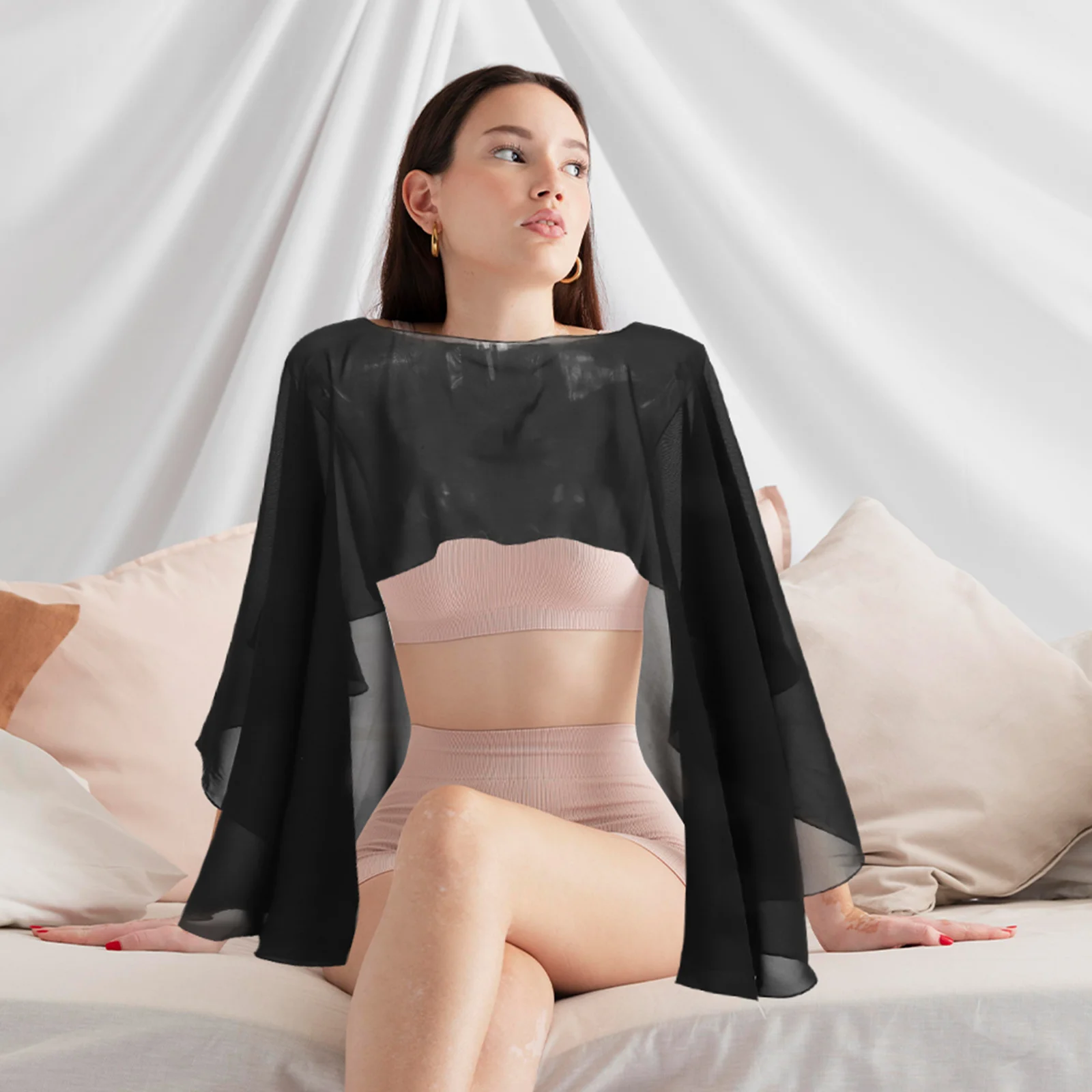 

Evening Dress Capelets Lightweight Polyester Summer Wedding Shawl Wraps Elegant Cover Up Black Outdoor Events Wedding Shawl Wrap