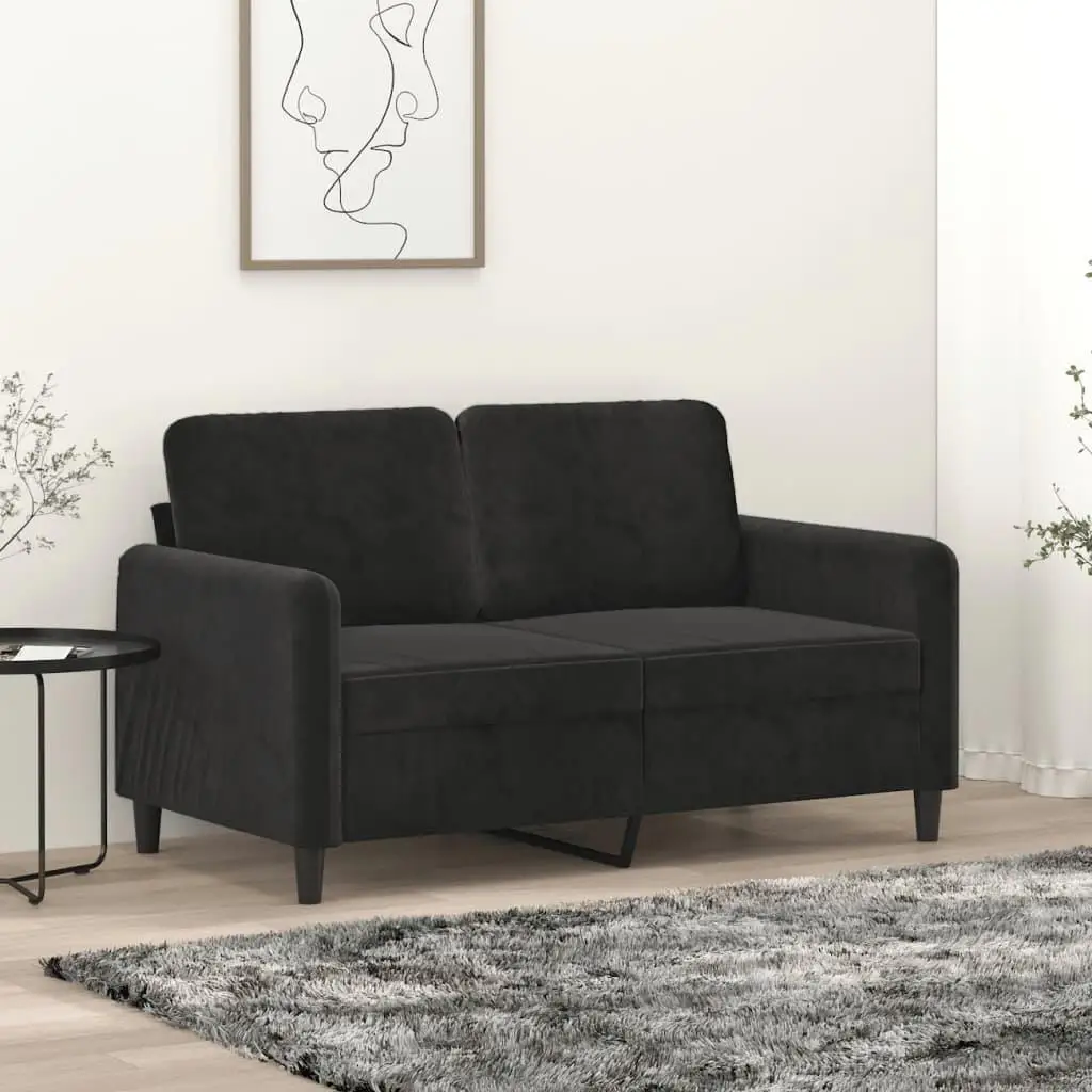 Stylish 2-Seater Velvet Sofa - Black 47.2” Home Living Room Furniture