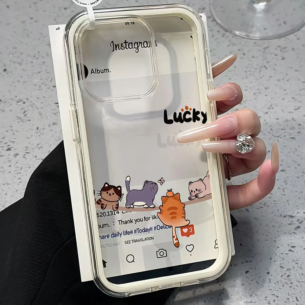 Lustige Katzenmuster Niedliche Transparente Handyhülle für iPhone 17 13 16 15 11 12 14 Pro Max 17 Air XR X Hülle Silikon Weiche Stoßfeste Abdeckung – Detail 4