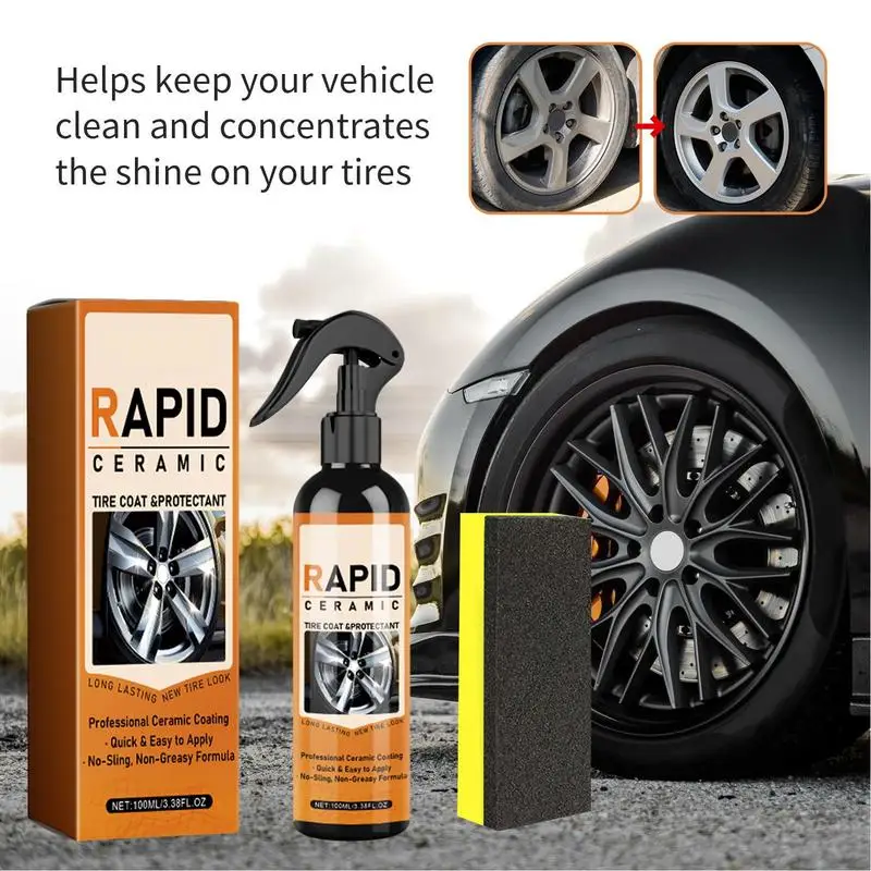 Ceramic Tire Shine High Efficiency Permanent Tire Shine Wheel Cleaner Spray 100ml Tire Polish Shine Long Lasting Tire Shine For