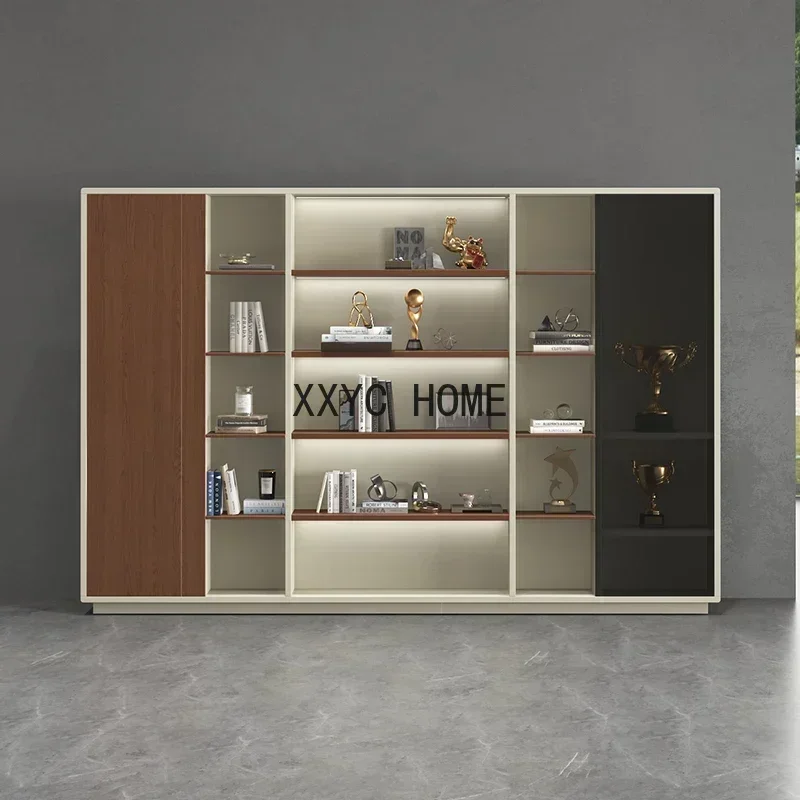 Simple Modern Bookcase Office Furniture Document Cabinet Locker Background Cabinet Wood Grain