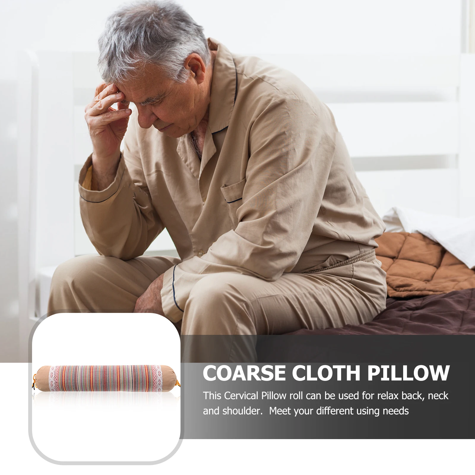 

Natural Wormwood Filled Cervical Neck Pillow Ergonomic Round Neck Support Roll Pillow for Sleeping Relaxation Removable Washable