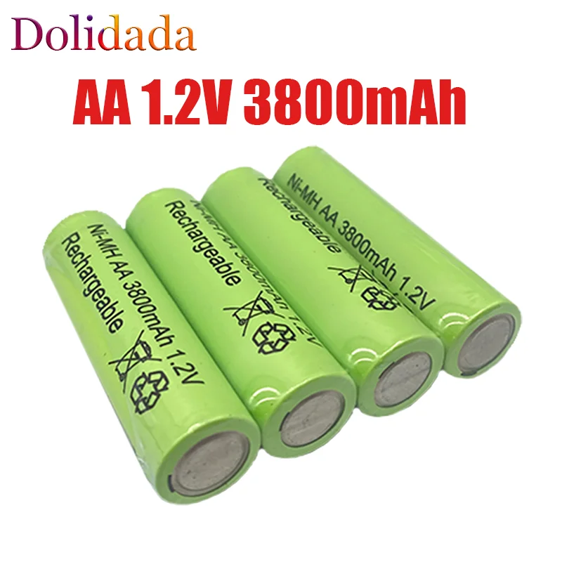 2pcs 1.2V AA Battery 3800mah Ni MH Rechargeable Batteries for MP3 LED Lamp Toy Camera Microphone Clocks Mice Bateria Recargable