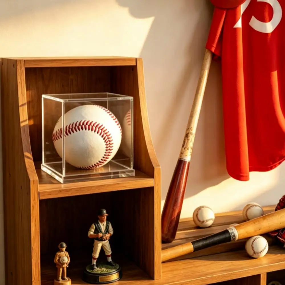 Caja de exhibición de béisbol de acrílico de 80 mm, impermeable, a prueba de polvo, soporte de almacenamiento para pelotas de golf, protector ligero para recuerdos deportivos coleccionables