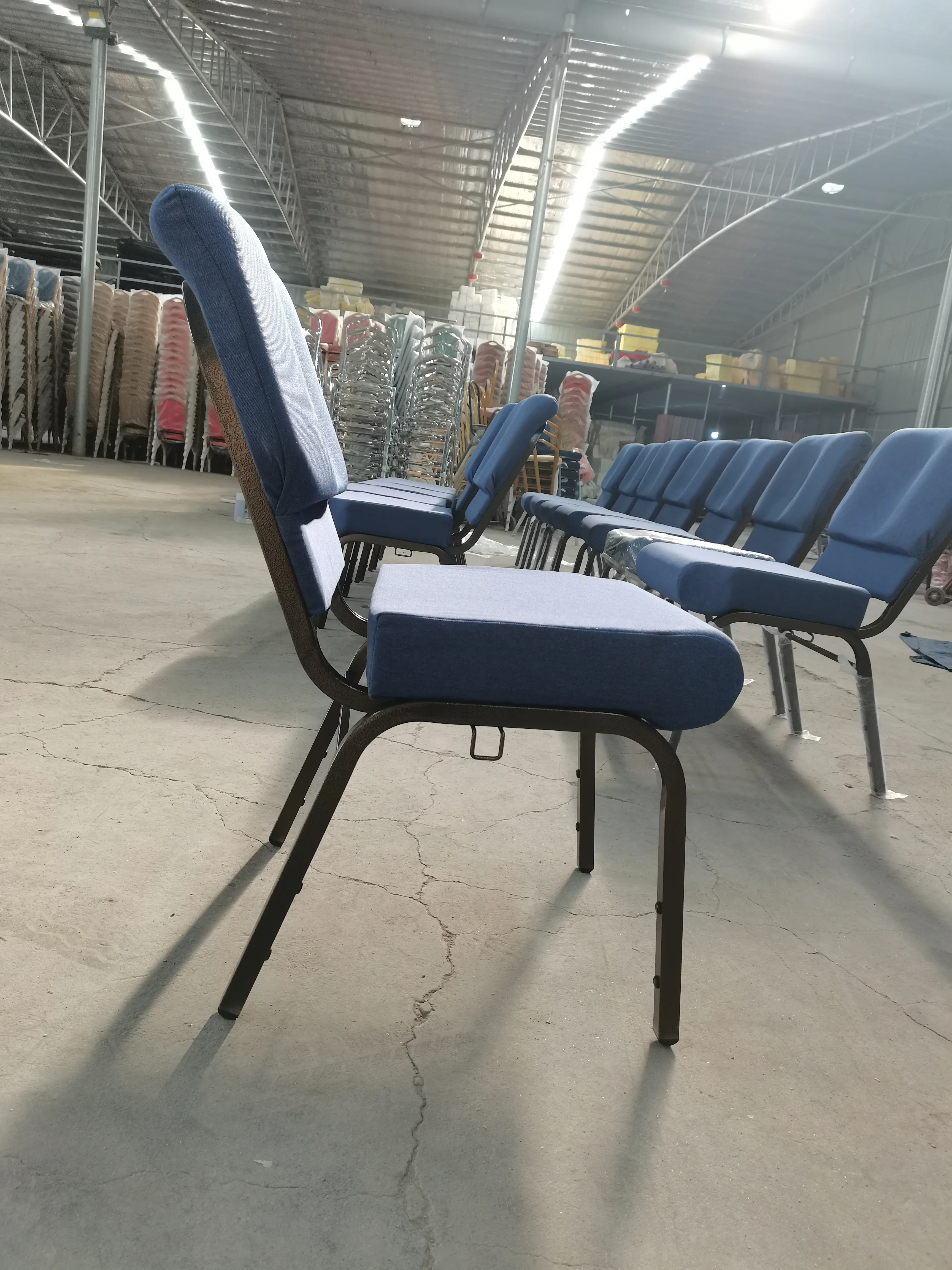 'manufacturer cheap steel banquet hall padded interlocking auditorium quality Theatre blue church chair view 5