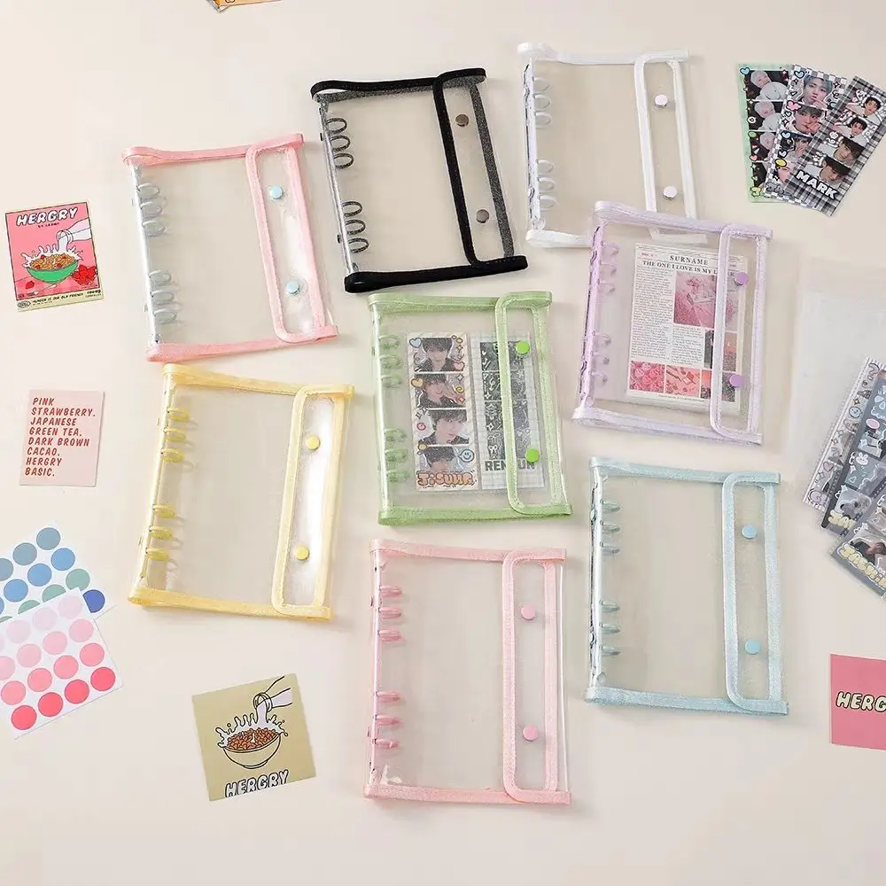 A5 الموثق بطاقة تخزين مشبك مزدوج 10 قطعة عبوة الأكمام 4 أكياس شبكة DIY بها بنفسك فضفاضة ورقة صور جمع كتاب Kpop حامل مُنظِم