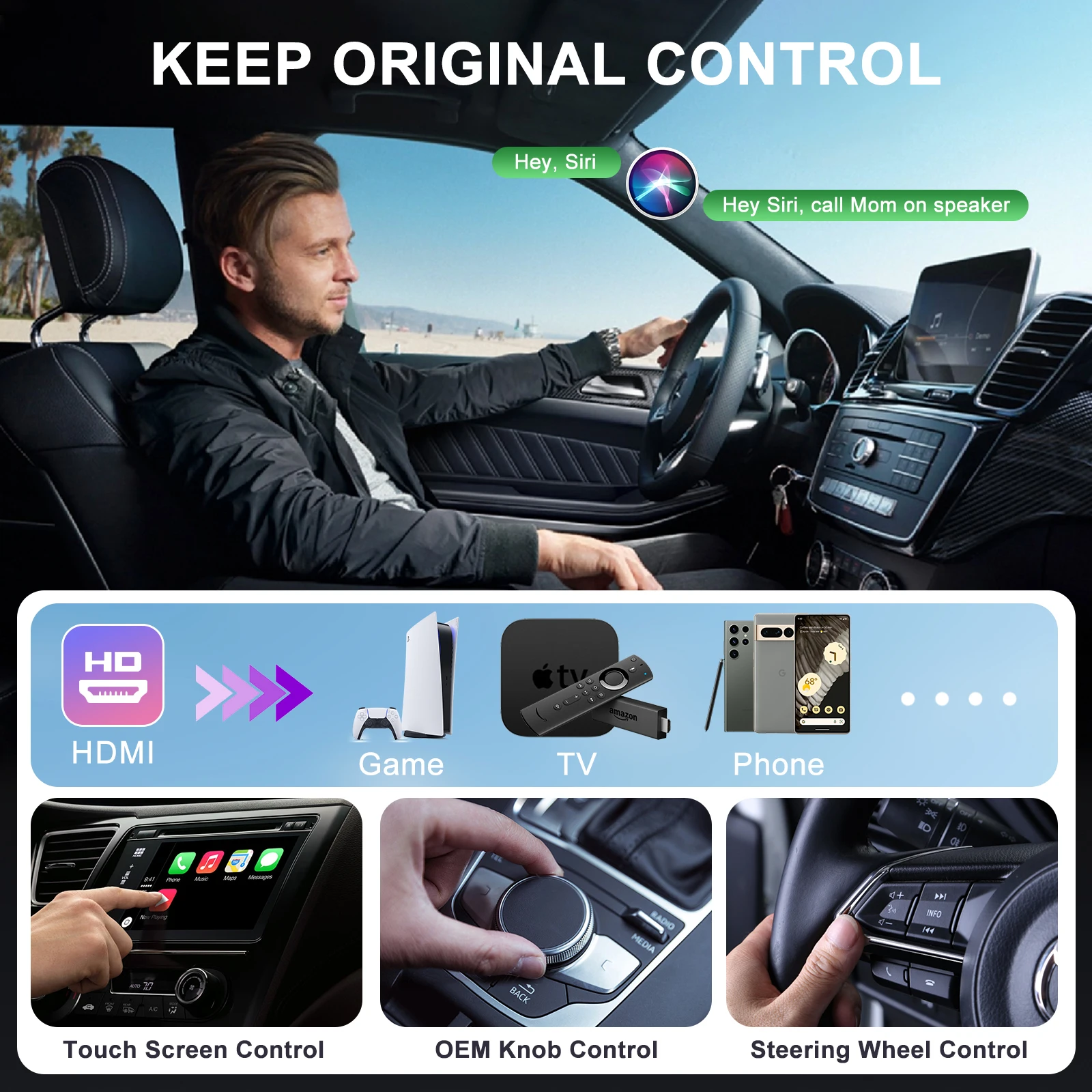 Wireless Carplay Adapter with HDMI,Wireless iPhone Carplay USB Dongle Converter for Factory Wired Carplay to Wireless