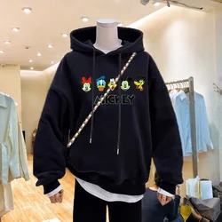 Disney Fall Sweatshirt Women's Hooded Loose Cartoon Mickey Print Student Jacket  Aesthetic  Hoodies Women