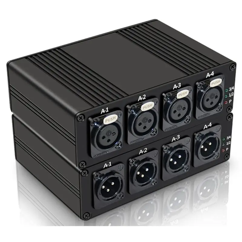 Fits for 4 Channels XLR Audio Fiber Optical Extender Via SC Fiber Optical Up to 20Km XLR Balanced Extender Audio EU Plug