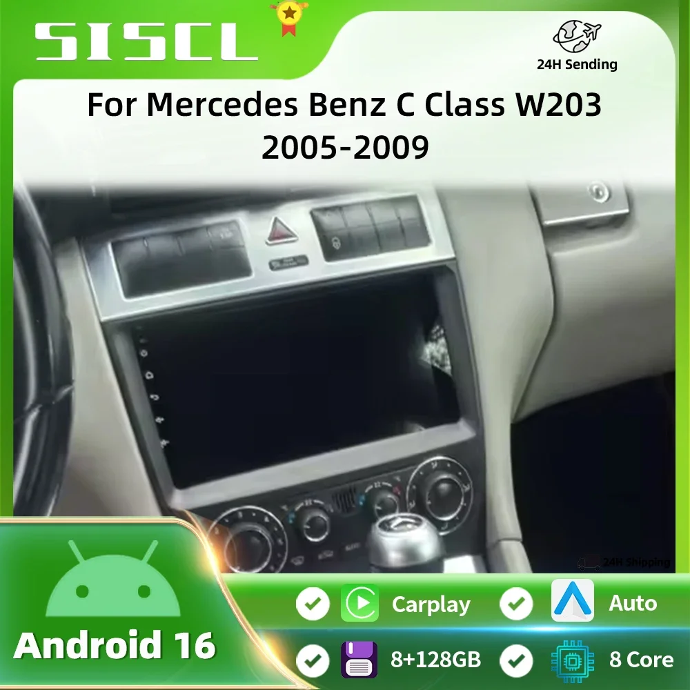 

2 din Android 16 Car Radio Sytems Radio Carplay For Mercedes Benz C-Class W203/CLC W203 2005-2009 Auto Carplay Multimedia Player