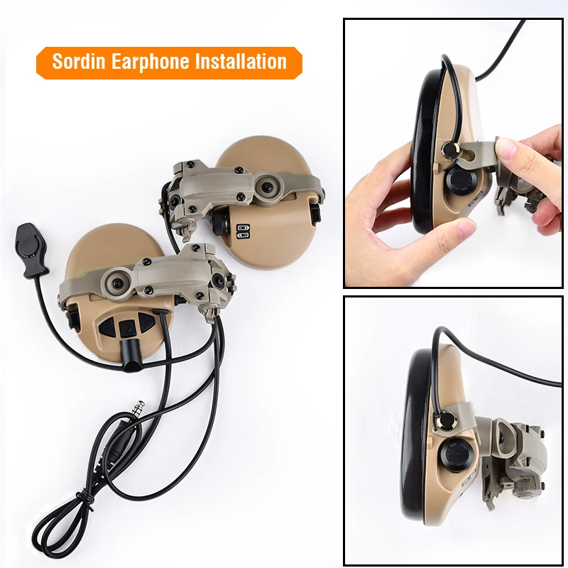 Soporte de auriculares táctico colgante, accesorio de rotación rápida, adaptador de auriculares Sordin, ideal para casco de caza, ideal para Comtac