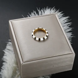 Zebra Black and White Enamel Ring for Women Fashion Checkerboard  Jewelry Party Wedding Engagement Fashion Ring