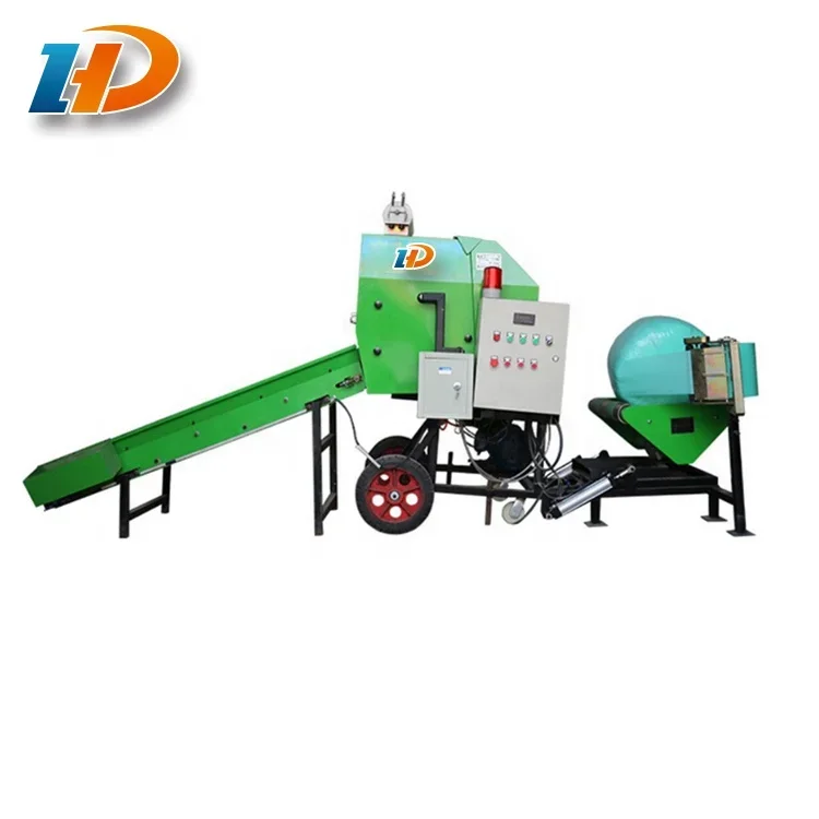 Corn stalk automatic silage baler bundled film round bale machine