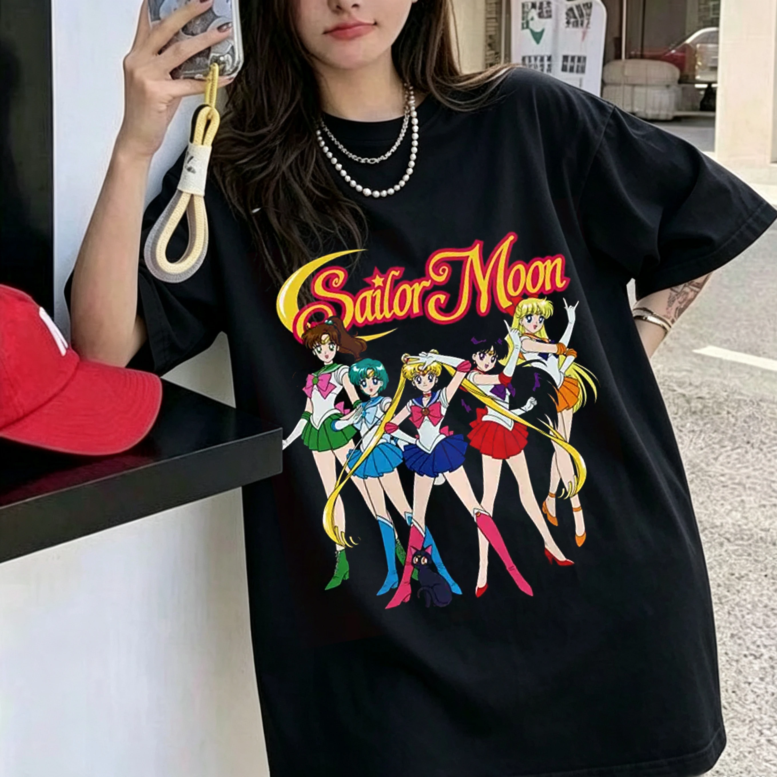 Sailor Moon Vintage Japanese Anime Graphic Cotton T Shirt 2026 Summer Men Women Streetwear Harajukju Y2K Couple Kawaii Tee Tops