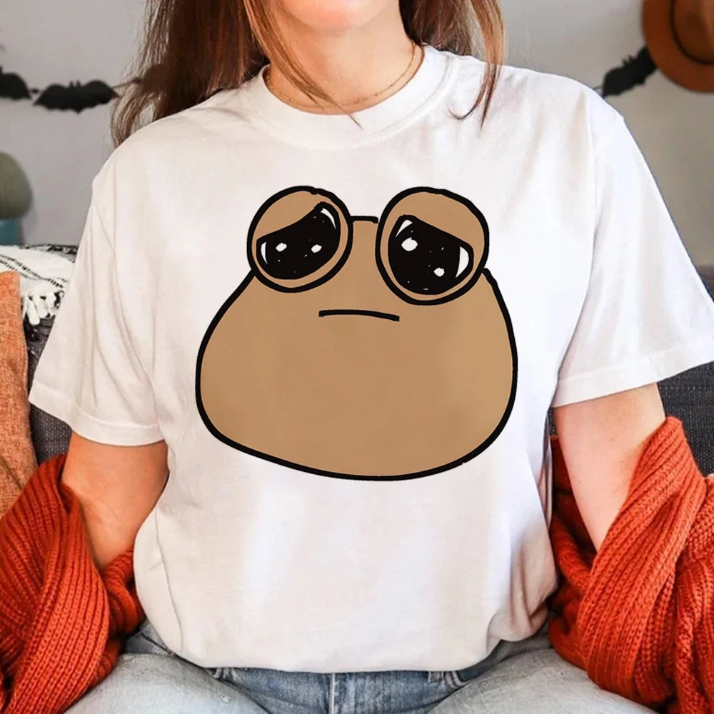 

Pou tshirt women comic designer t-shirts female 2000s comic clothing