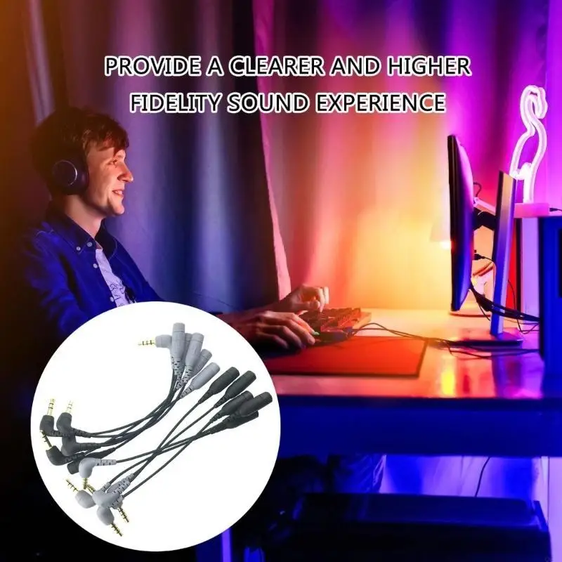 Q6PA Microphone Connectors Cord, 3.5mm to TRRS Microphone Cable Adaptor for SC3/SC4 Microphone Improve Sound Quality