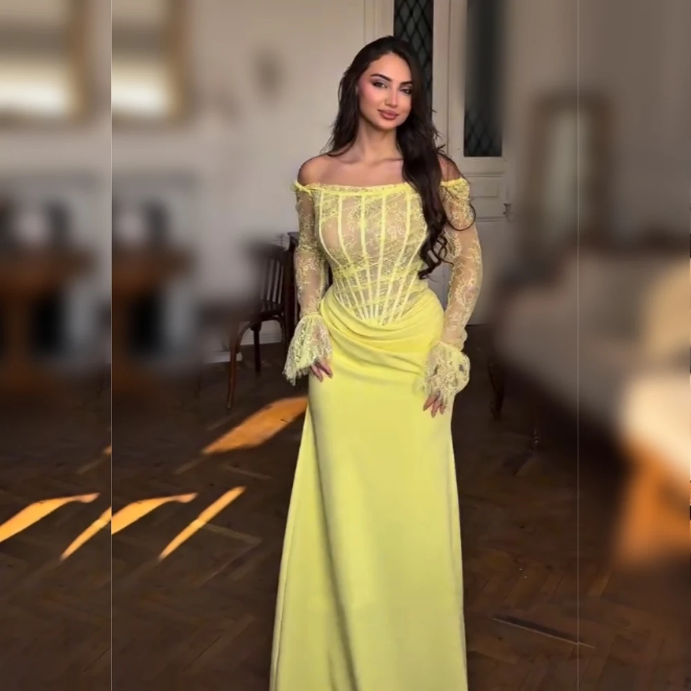 

Customized High Quality Evening Dress Lace Off-the-shoulder Trumpet Long Dresses Bespoke Occasion Elegant Party Wedding