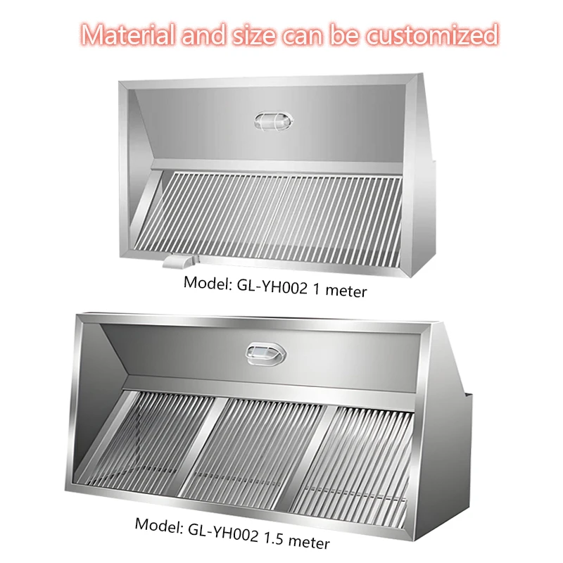 JINJELI المطبخ التجاري الفولاذ المقاوم للصدأ المطبخ النازع شفاط الدخان كوك المدى العادم هود 1M