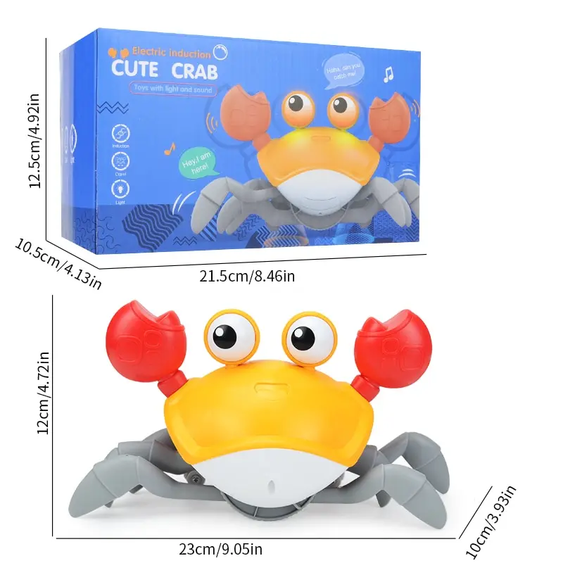 Sensing Crawling Crab.Tummy Time Baby Toys.Interactive Walking Dancing Toy with Music Sounds and Lights.Infant Fun Gift