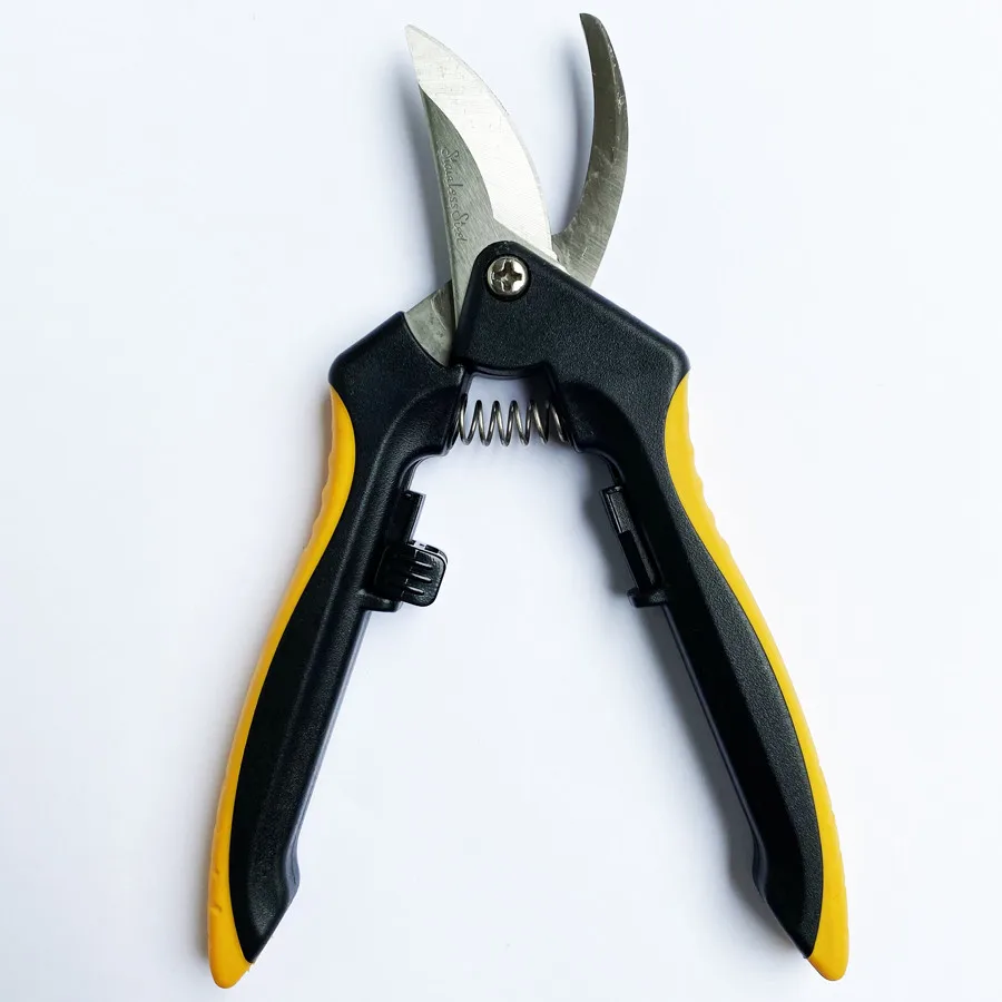 Industrial Grade Stainless Steel Straight Blade Garden Scissors with Rubber Handle and Anti-Slip Grip for Pruning Garden Care