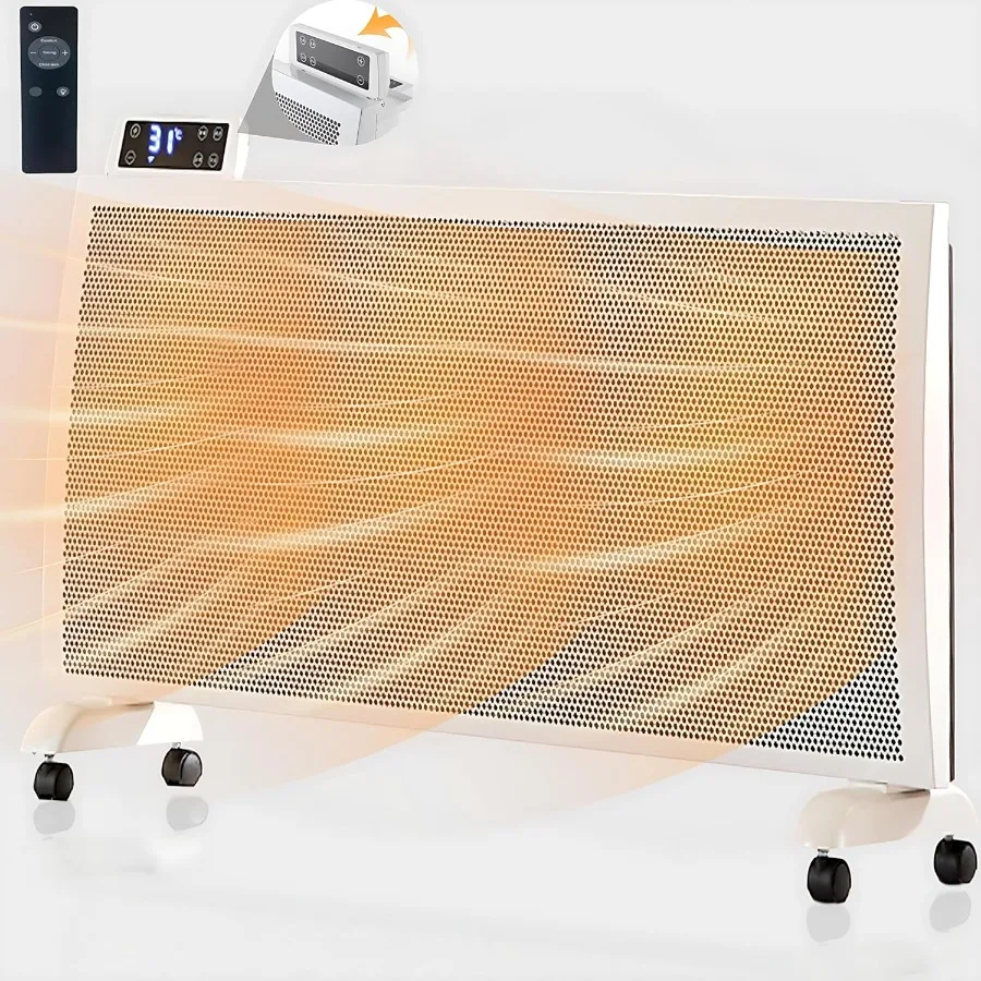 

Infrared Space Heater Indoor Use 1500W Quiet Mica Panel Heater for Large Room with Remote Control Portable Stand Wall Mount Ene