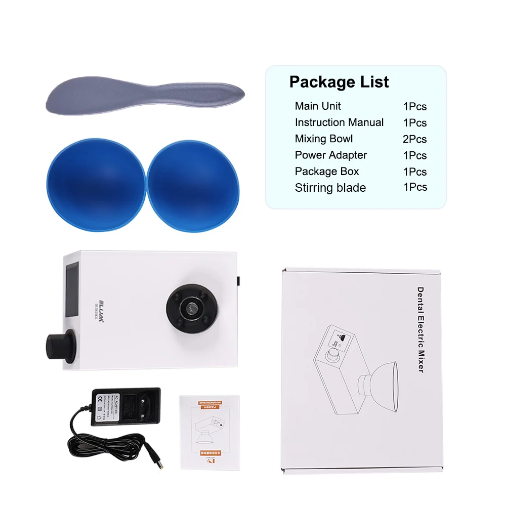 SYJH 5-300 RPM Low-Noise Dental Alginate Automatic Mixer with 2Pcs Mixing Bowl Gypsum Blender Forward/Reverse Function Dentistry