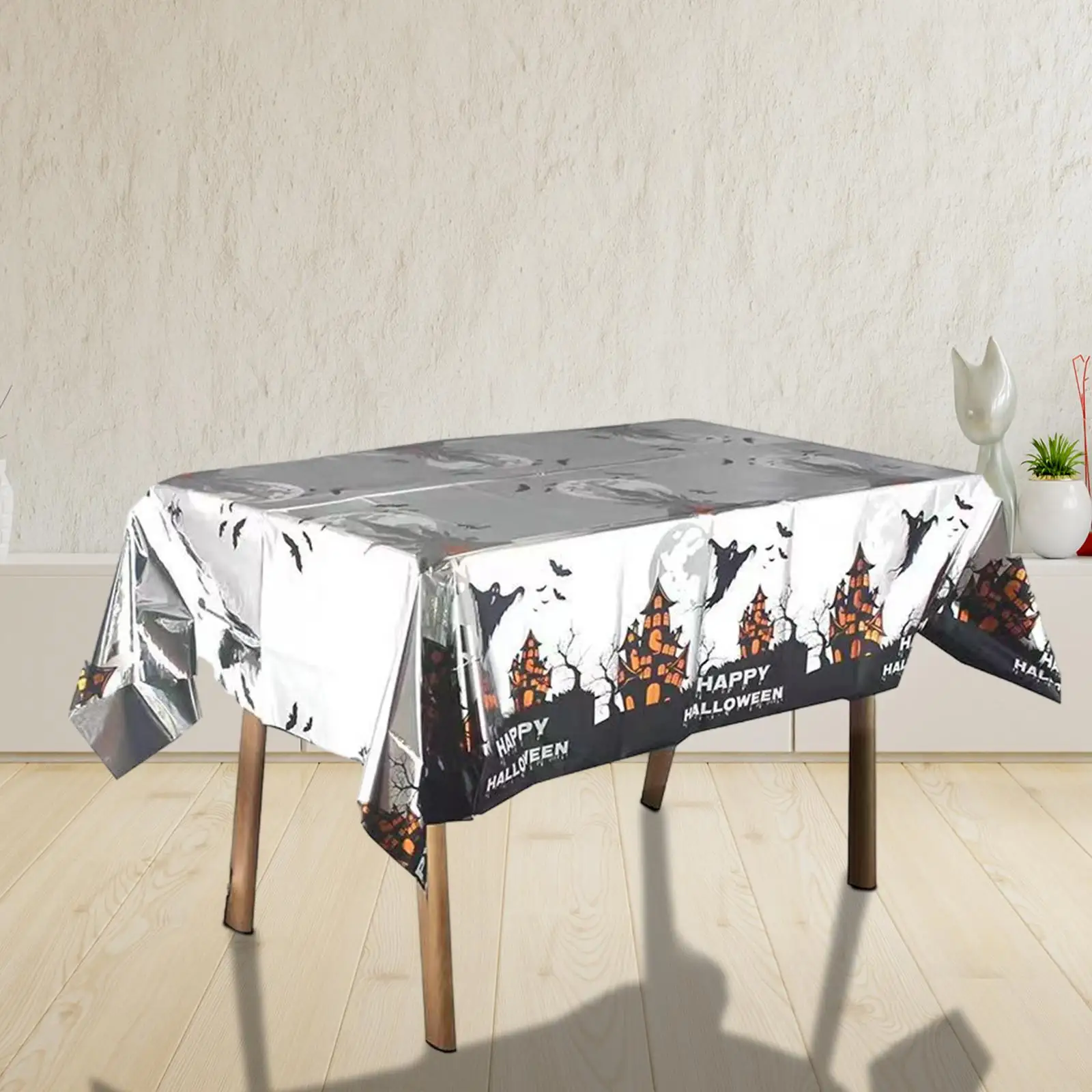 Halloween Tablecloth Castle Pattern Halloween Table Cover for Dinging Room