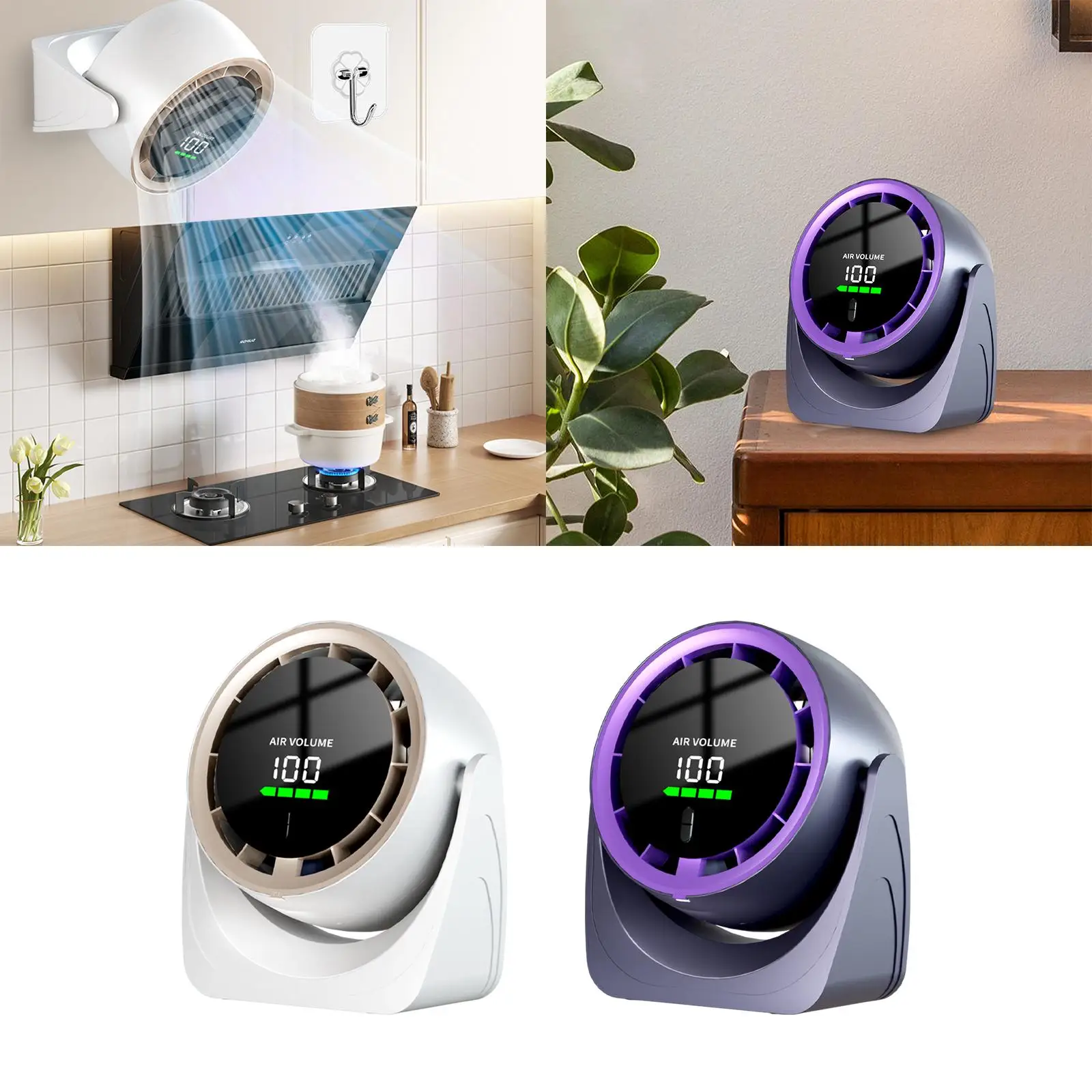 Desk Fan Rechargeable Digital Display Strong Wind Portable Fan Air Cooling Fan Desktop Fan for Desktop Kitchen Office Table Home
