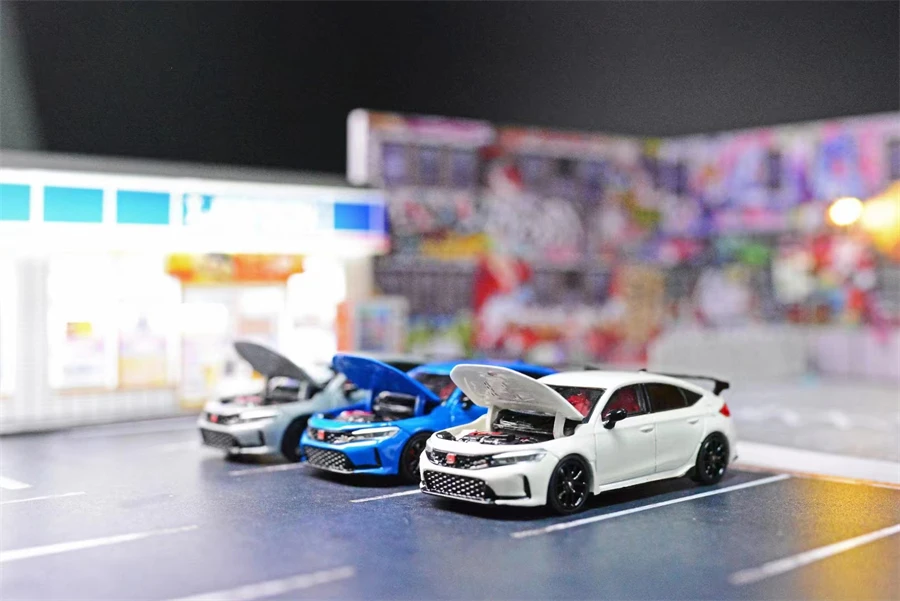 1/64 Civic Type R FL5 Open alloy die-cast static display model, adult collection model, children's toy gift, room decoration.