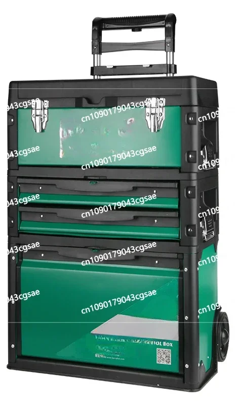 Mobile Combination Stacked Trolley Case Toolbox, Hardware Tool Cart with Wheels Drawer Storage Box