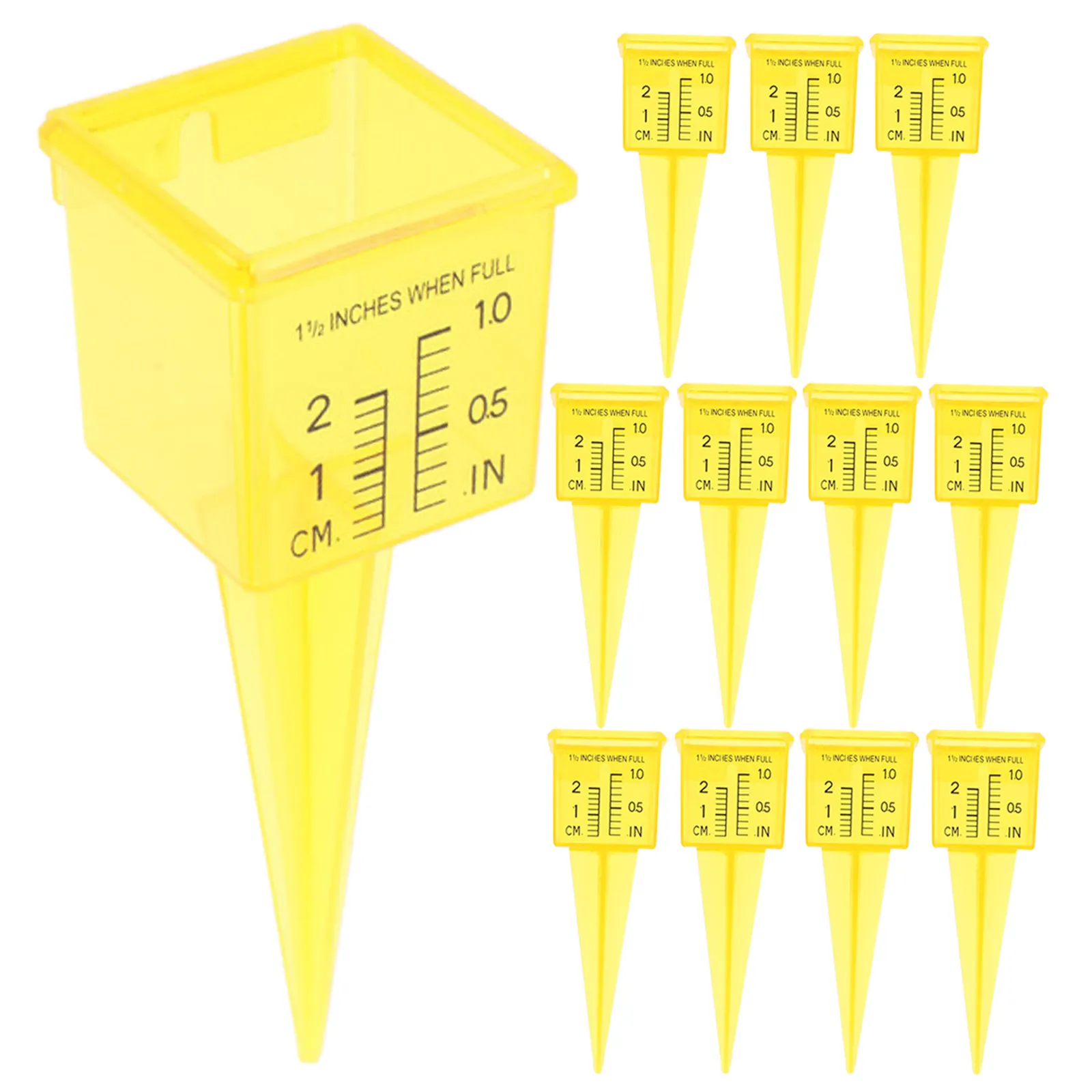 12Pcs Backyard Rain Gauge Plastic Wide Mouth Rain Meter Waterproof Accurate Outdoor Sprinkler Gauge Garden Yard Yellow