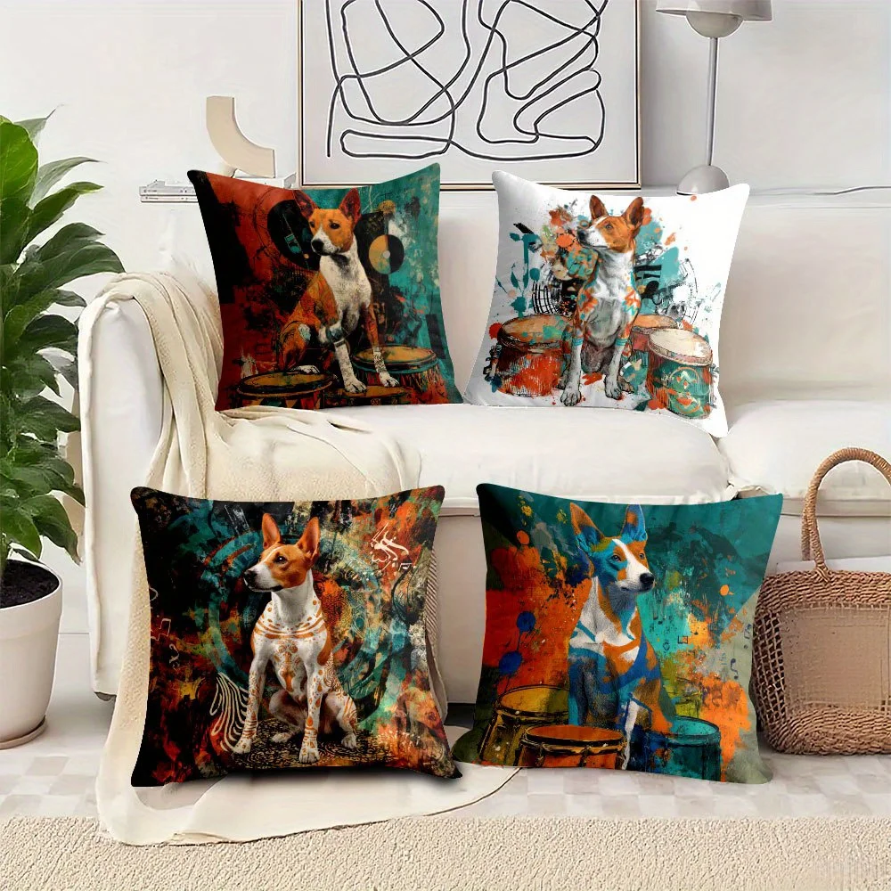 Pop Art Dog Lover Pillowcase Set 4pcs 40x40cm Bohemian Canine Throw Cushion Cover Gallery Prints