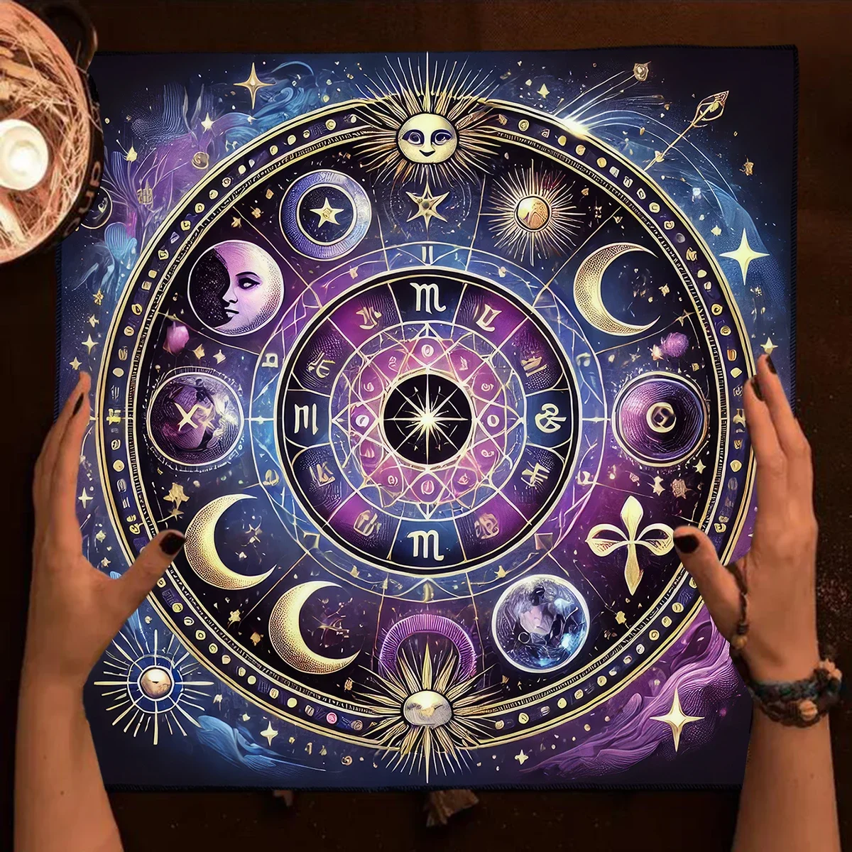 Tarot Tablecloth, Sun Moon Star Pattern Divination Mat, Washable Multi-scene Decorative Tablecloth