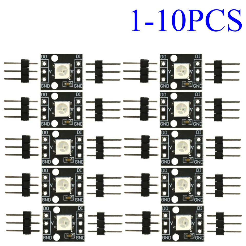 1-10pcs bloco de construção eletrônico um RBG 1Bit baixa potência longa vida WS2812B serial 5050 módulo LED colorido