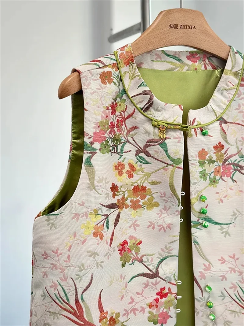 Women's Chaleco Jackets Vests High-end Chinese Tang Suit Vest Women Spring Autumn Light National Style Retro Jacquard Tank Coat
