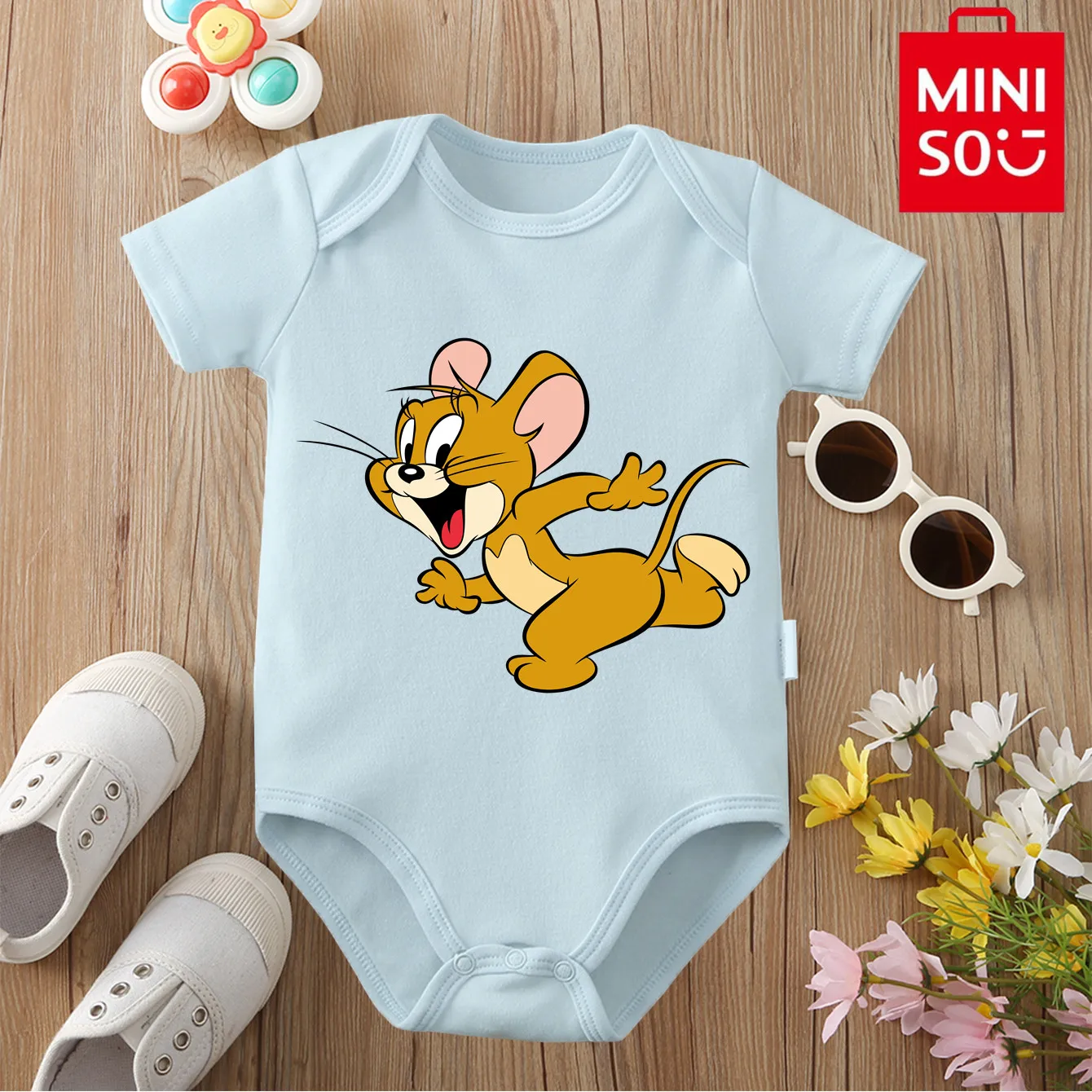 

MINISO 100% Cotton Cloths Tom and Jerry Comfortable and Soft Cute Onesie Bodysuit for Baby Jumpsuit for 0 To 12 Months Newborn
