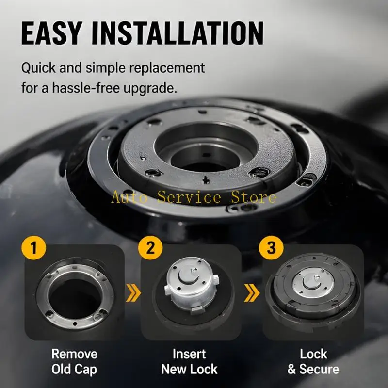462A Cap Assembly with Two Matching Keys for Scooter GY6, Hinged Cover and Black Housing for Fuel Cap Replacement,