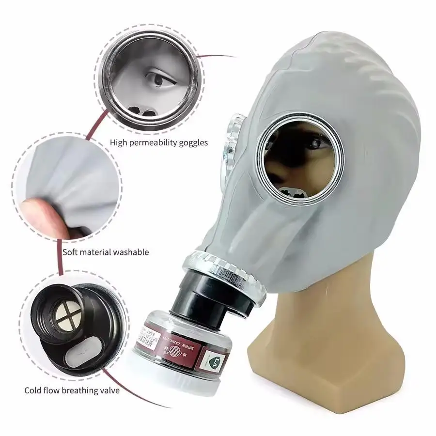 49/64 نوع قناع كامل تنفس R40 واجهة متعددة الأغراض اللوحة رذاذ المبيدات المطاط الطبيعي الوقاية الكيميائية قناع واقي من الغاز