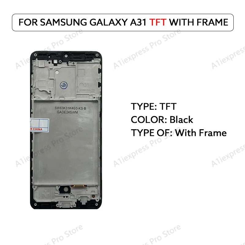 Super AMOLED Voor Samsung Galaxy A31 A315 Lcd Touch Screen Digitizer Vergadering Met Frame A315F A315G A315N Scherm Onderdelen