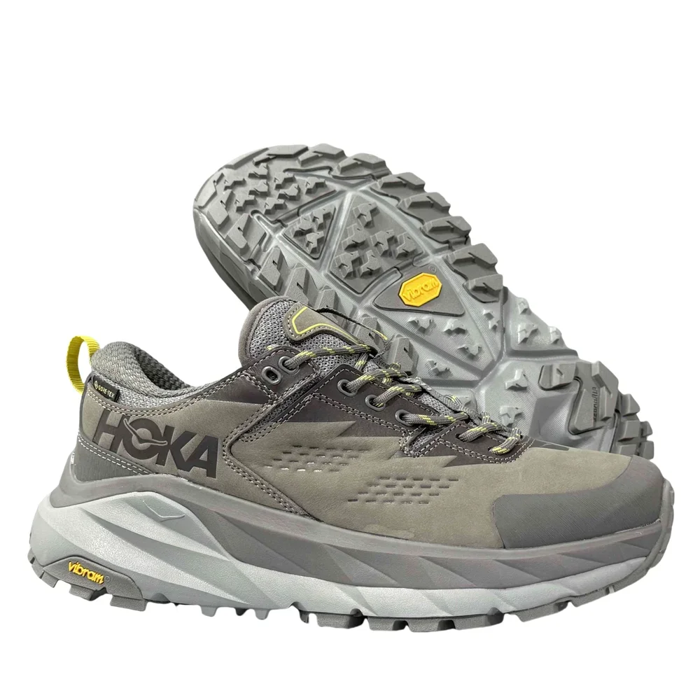 HOKA ONE ONE Kaha Low GTX Man and Women's Outdoor No-slip Wear Comfortable Shock Absorbing Running Shoes 1118586-CGGS Rock Grey