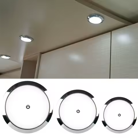 12V/24V LED Touch Lamp RV Ultra-thin Round Dome Light Ceiling Lamp Reading Light for Caravan Boat Yacht Camping Car