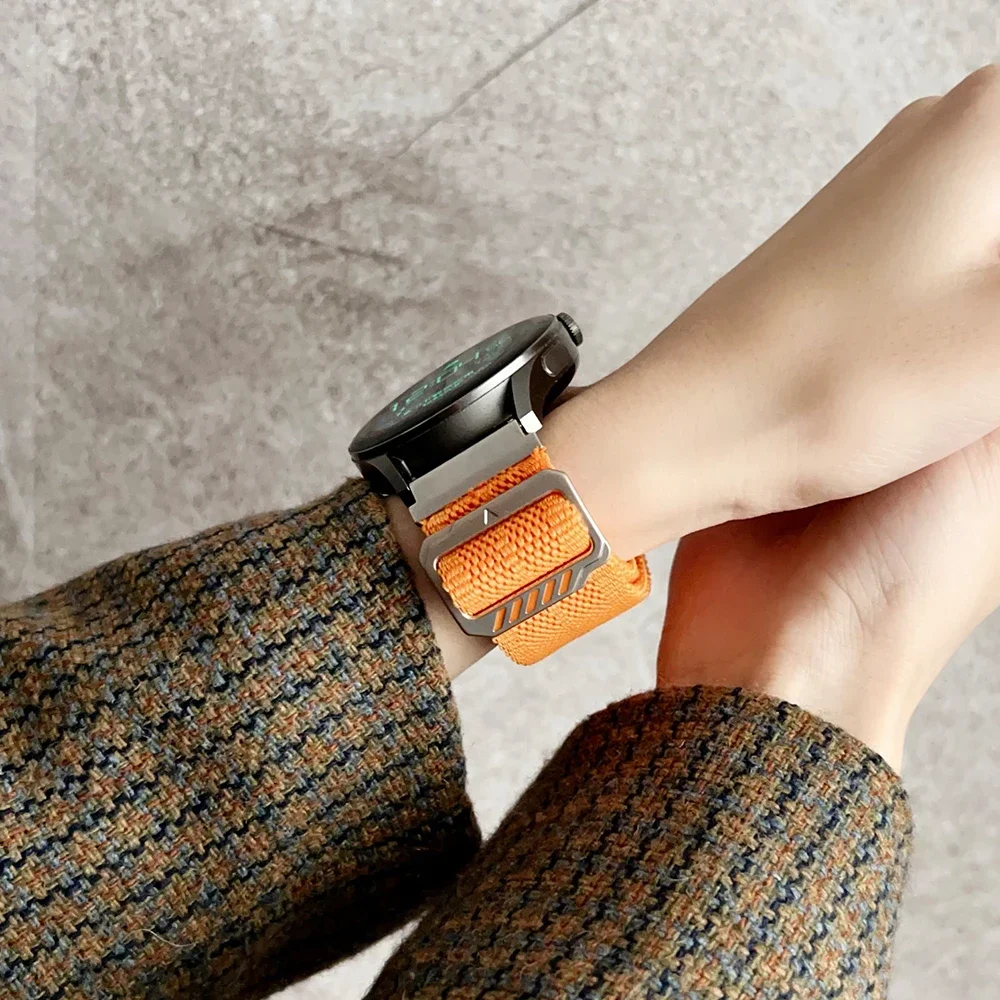 حزام رياضي من النايلون 22 ملم لساعة هواوي 4 برو GT4/5 46 ملم GT3 Pro 46 ملم سوار نهائي لفرقة Amazfit Balance GTR 2/3/4 47 ملم