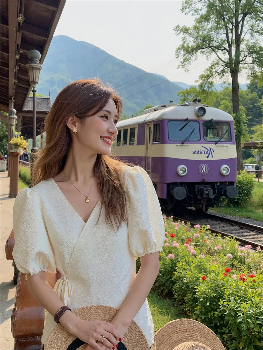 

Абрикосовые женские блузки с длинными рукавами и пышными рукавами, красный шифон с бантом, укороченная официальная короткая хлопковая верхняя одежда больших размеров для женщин