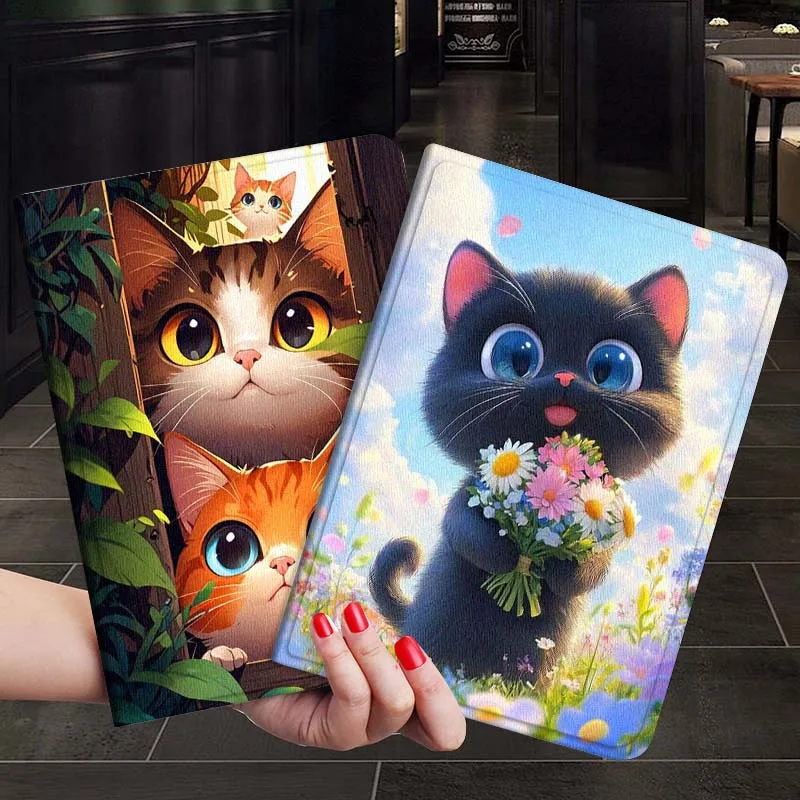 

Cute Black Cat Flowers Gift For Xiaoxin Lenovo Tab P12 Extreme Legion Y900 Idea Pro GT 12.1 2025 Foldable Tablet Case