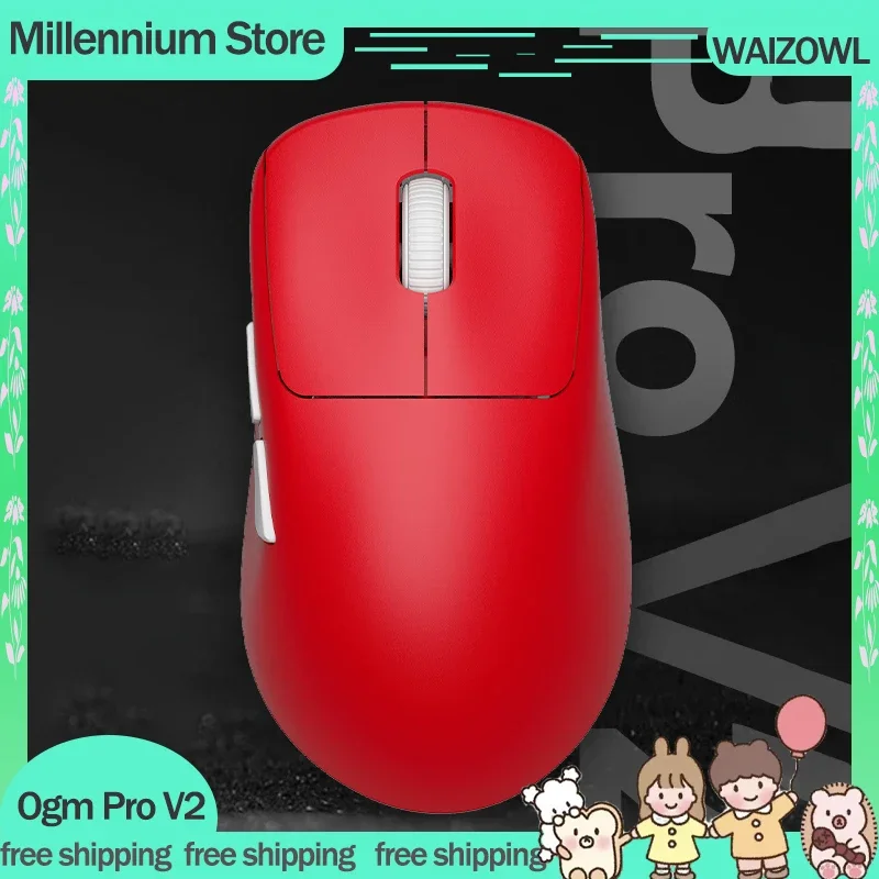 Waizowl Ogm Pro V2 Gaming Mouse Lightweight 2.4g Wireless Bluetooth 3 Mode Nordic Paw3950 32000dpi 8k Office Gamer Mouse For Pc