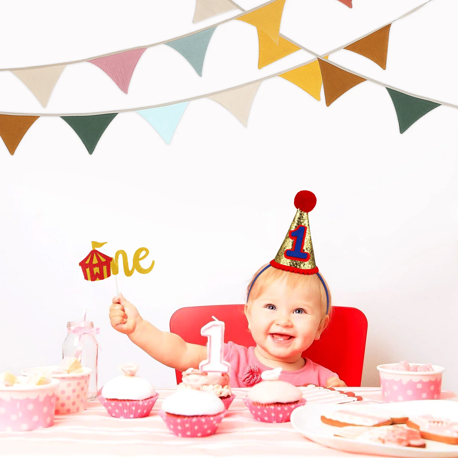 

2 Pcs Outdoor Colorful Pennant Banner Flags Cotton Triangle Bunting Party Decorations Birthday Halloween Baby Shower s