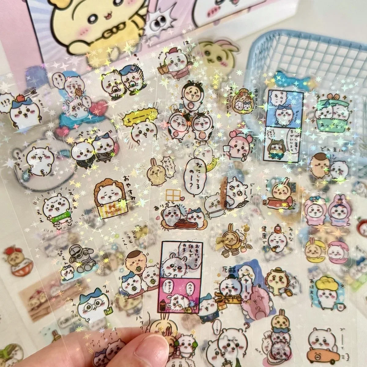 10PCS* Cartoon Chiikawa Cute Stickers Die-cutting Sticker Anime DIY Handbooks Material Flashing Laser Sticker Kids Toy Gift**