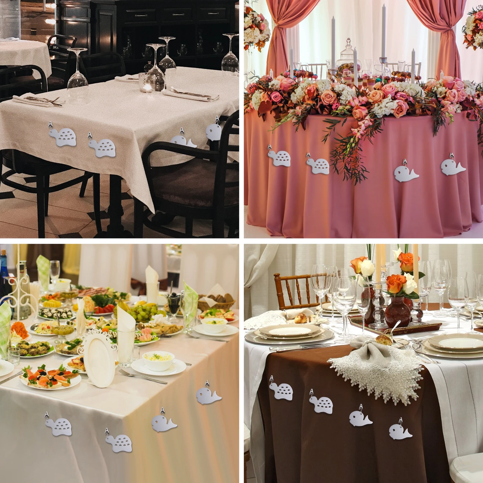 

4pcs Stainless Steel Tablecloth Clips Windproof Table Cover Clamp Outdoor Indoor Use Clips For Picnic Tables Table Skirt Clip