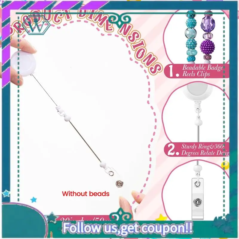 

Upgraded Retractable Clips Holder For Beads 20 ID Name Beaded Badge Reel 20 Resealable Pouch Bag 20 Thank You Cards